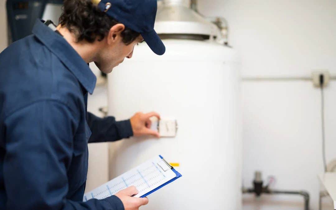 A skilled Black Diamond Experts technician inspects a home water heater, ensuring safe, reliable service and peace of mind—24/7.