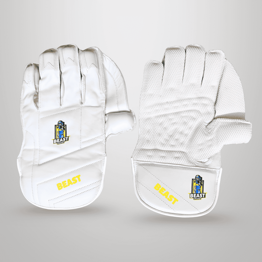 Men Leather Wicket Keeping Gloves | White - Image 3