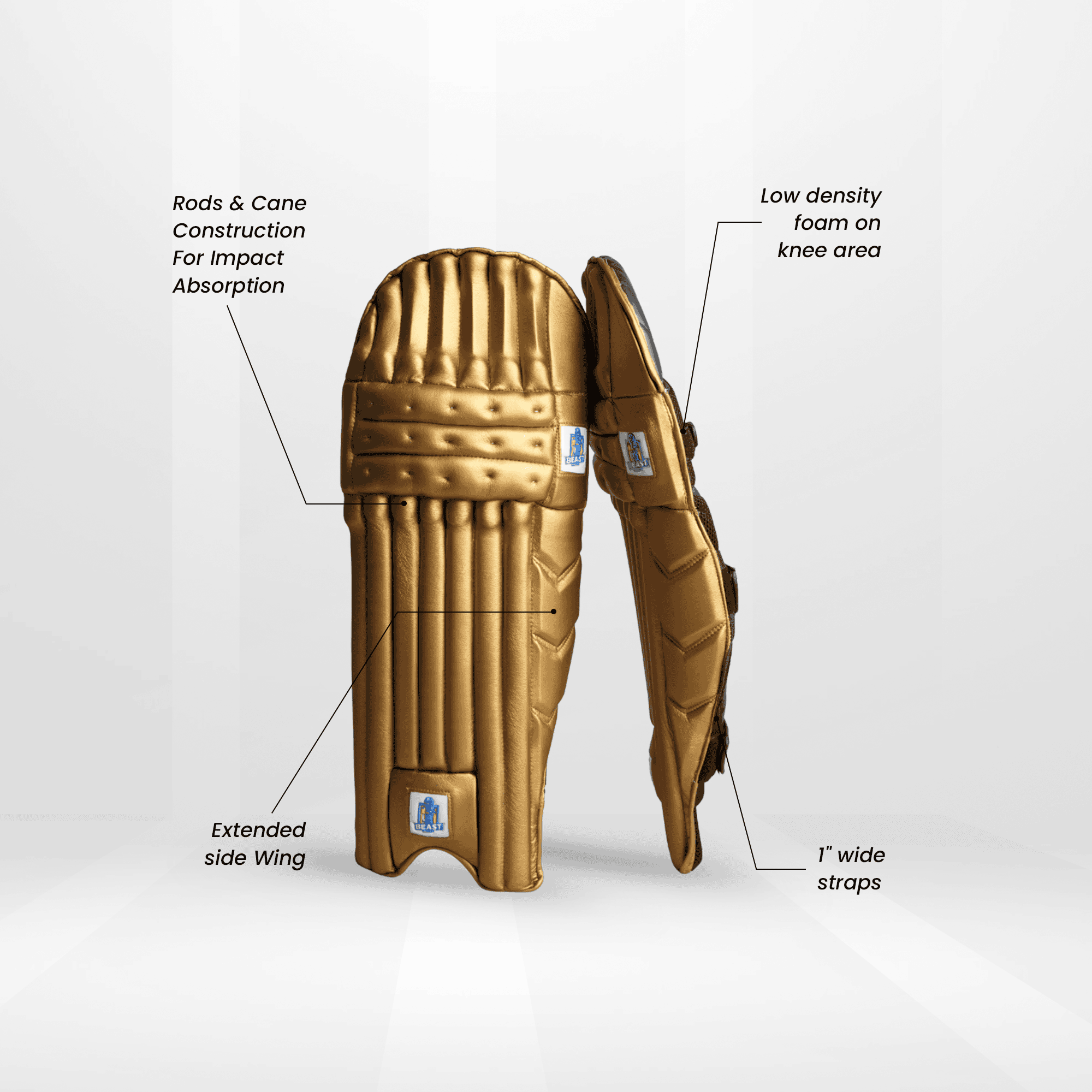 Lightweight Cricket Batting Pads | Golden - Image 2
