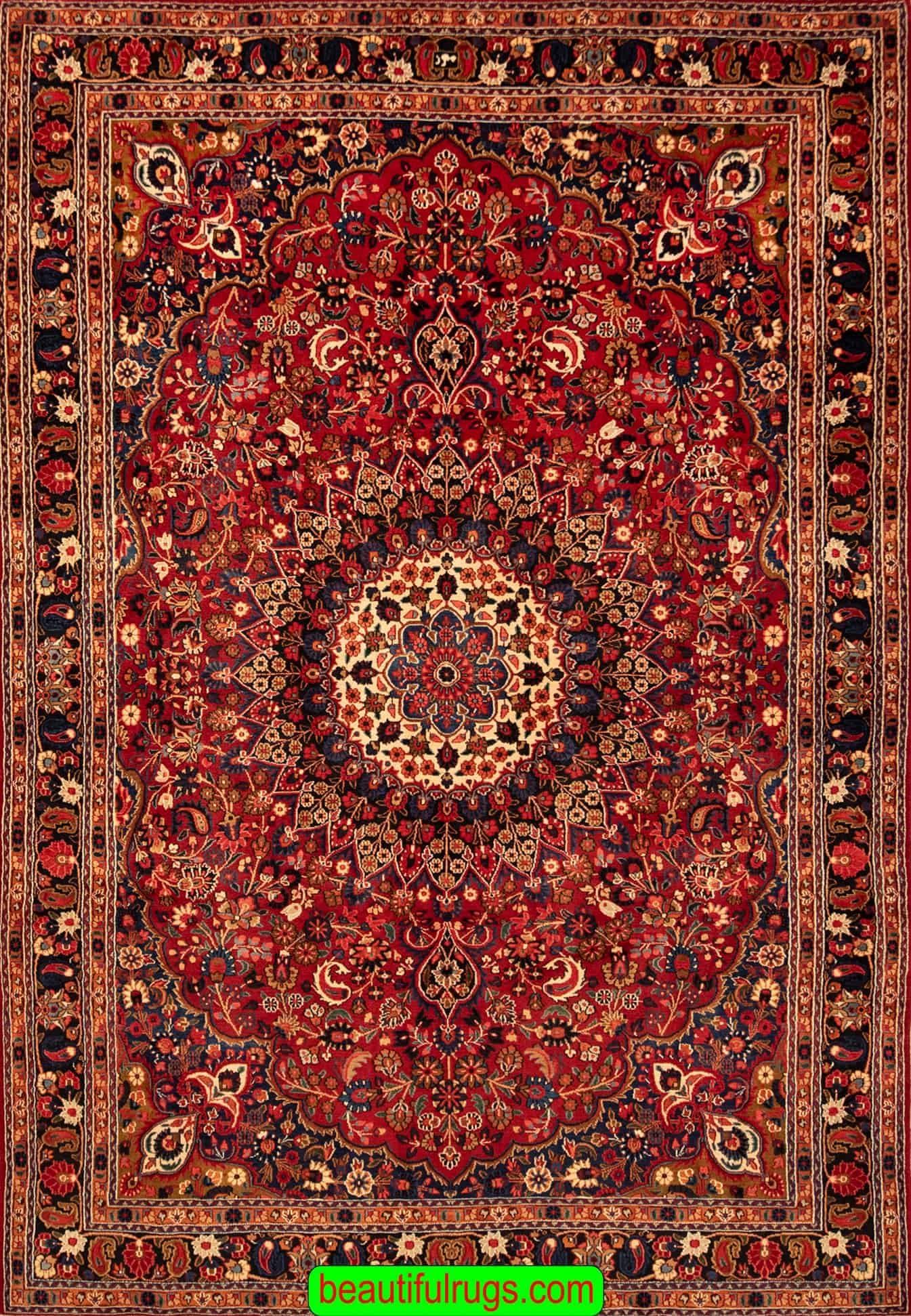Handmade Persian Moud Rug, “Persian Medallion Rug” Old Persian Rugs