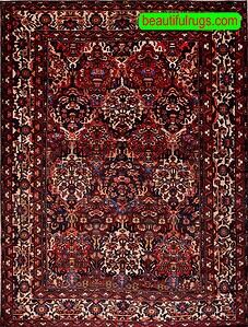 Large vintage Persian Bakhtiari rugs with red color. Size 10.5x13.1.