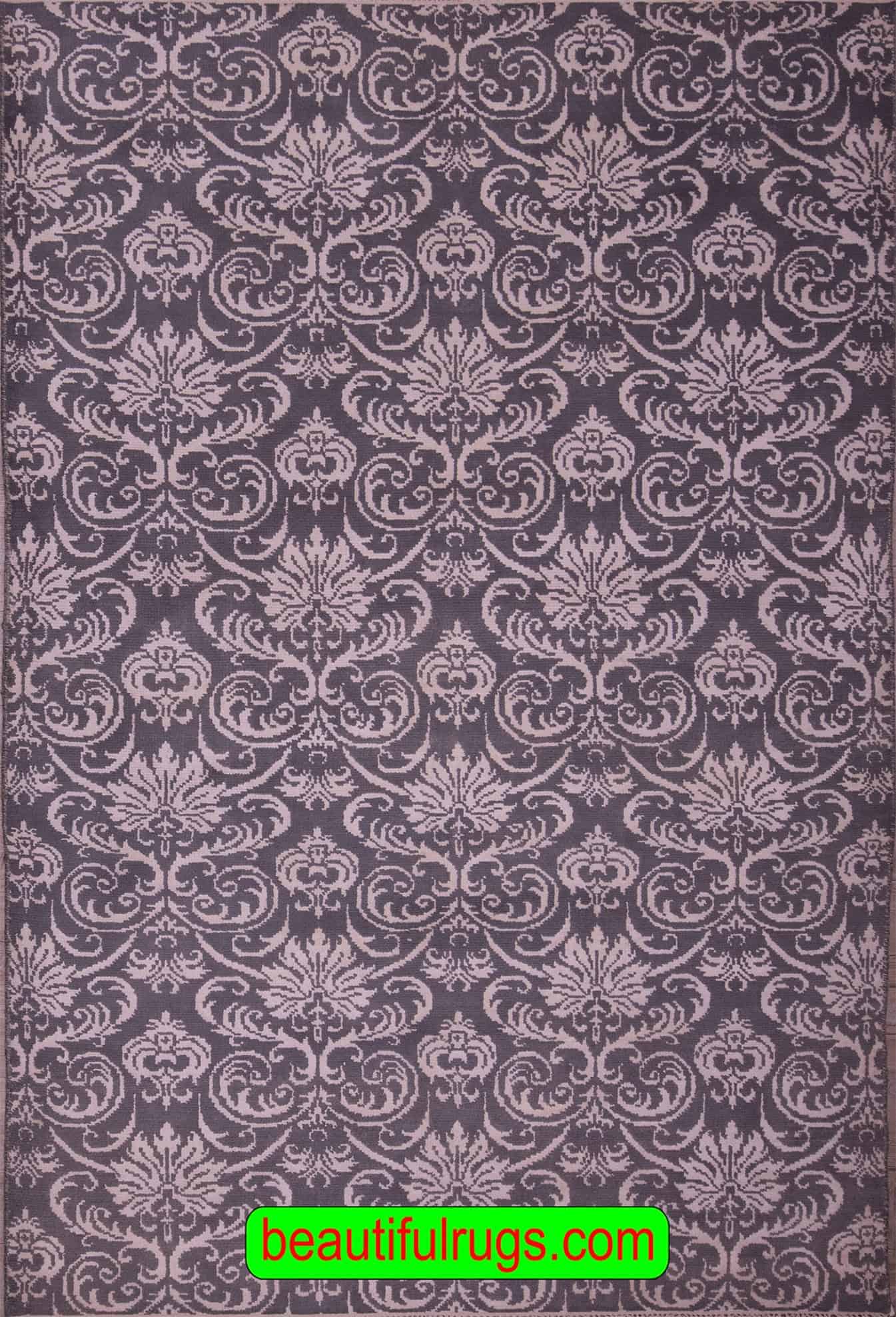 Contemporary rug with gray and white colors. wool rug. Size 6.1x9