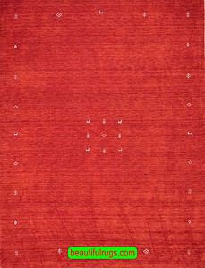 9x12 oriental rug in red color and Gabbeh style crafted in India.