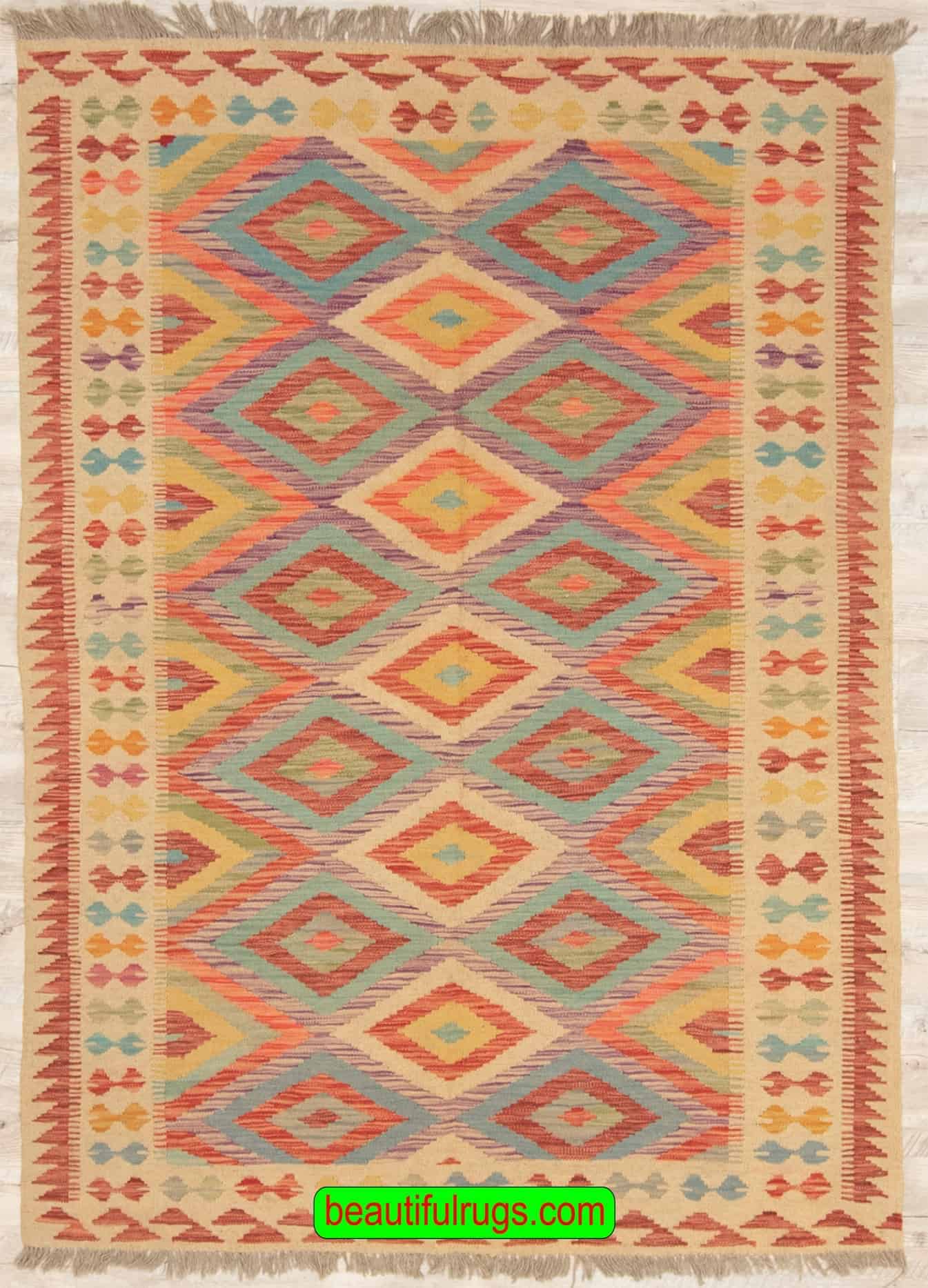 3099- Kilim Rug, Flat Weave Rug, Handmade Pakistan Wool kilim Rug