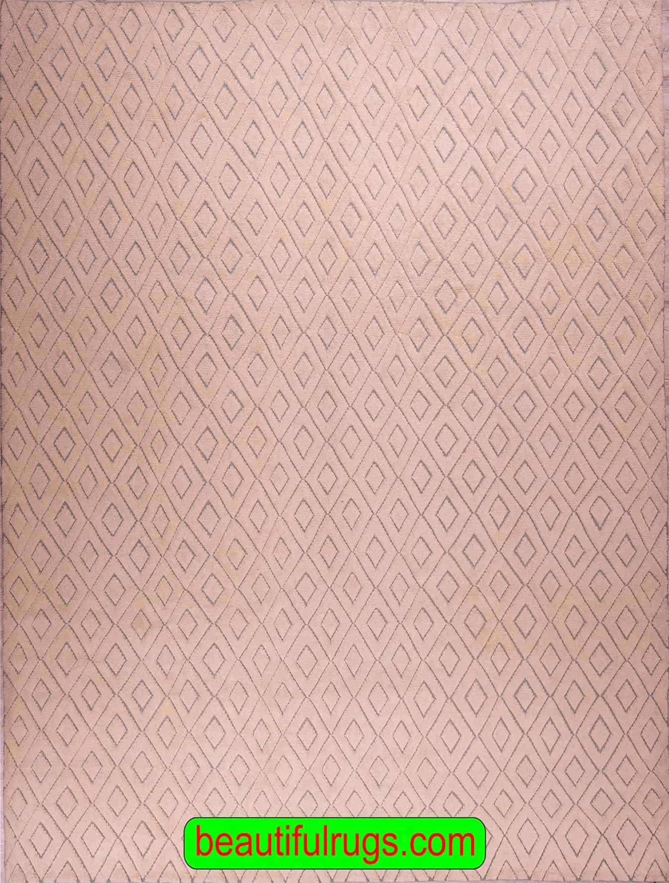 Fluffy and soft wool rug in pastel color, Moroccan style. Size 9x11.9