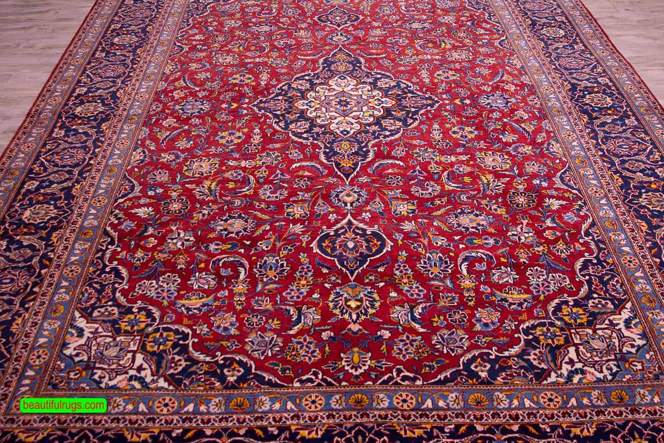 8 x 11 Persian Rug, Persian Kashan Wool Rug, size 8x11.5