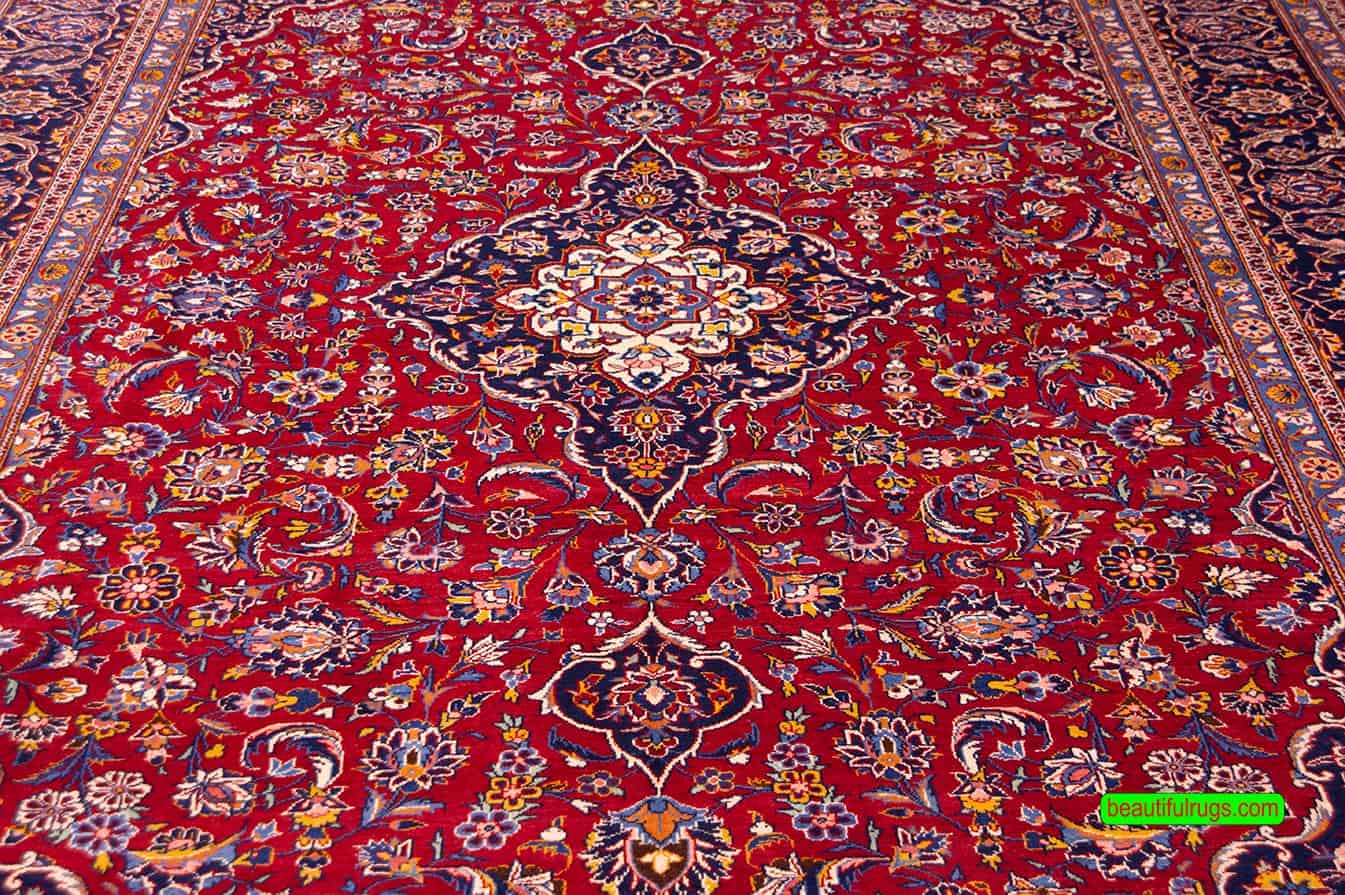 8 x 11 Persian Rug, Persian Kashan Wool Rug, size 8x11.5
