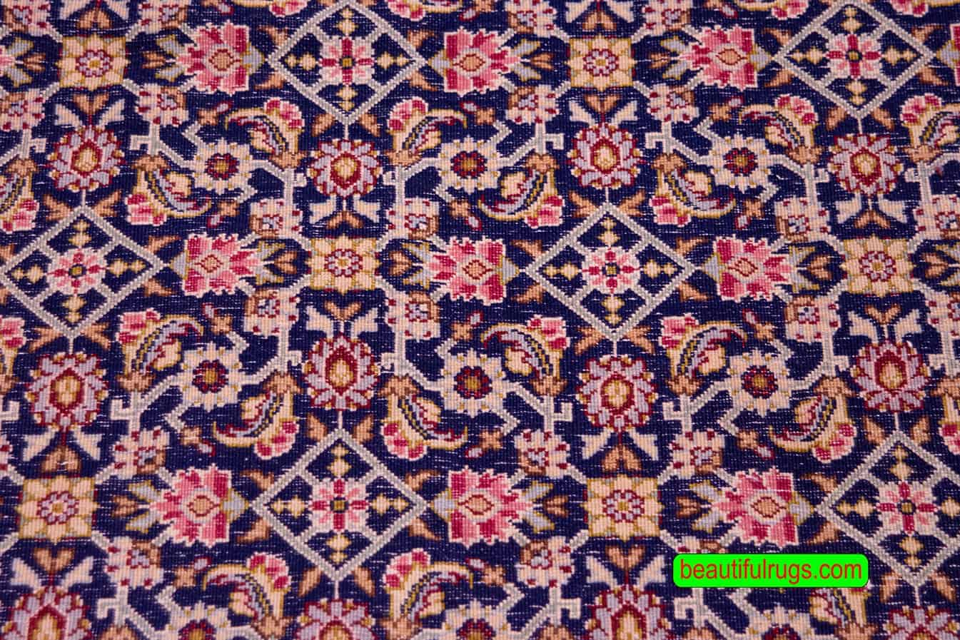 10x12 rug, hand knotted Persian Kerman rug, allover design rug in navy blue color.