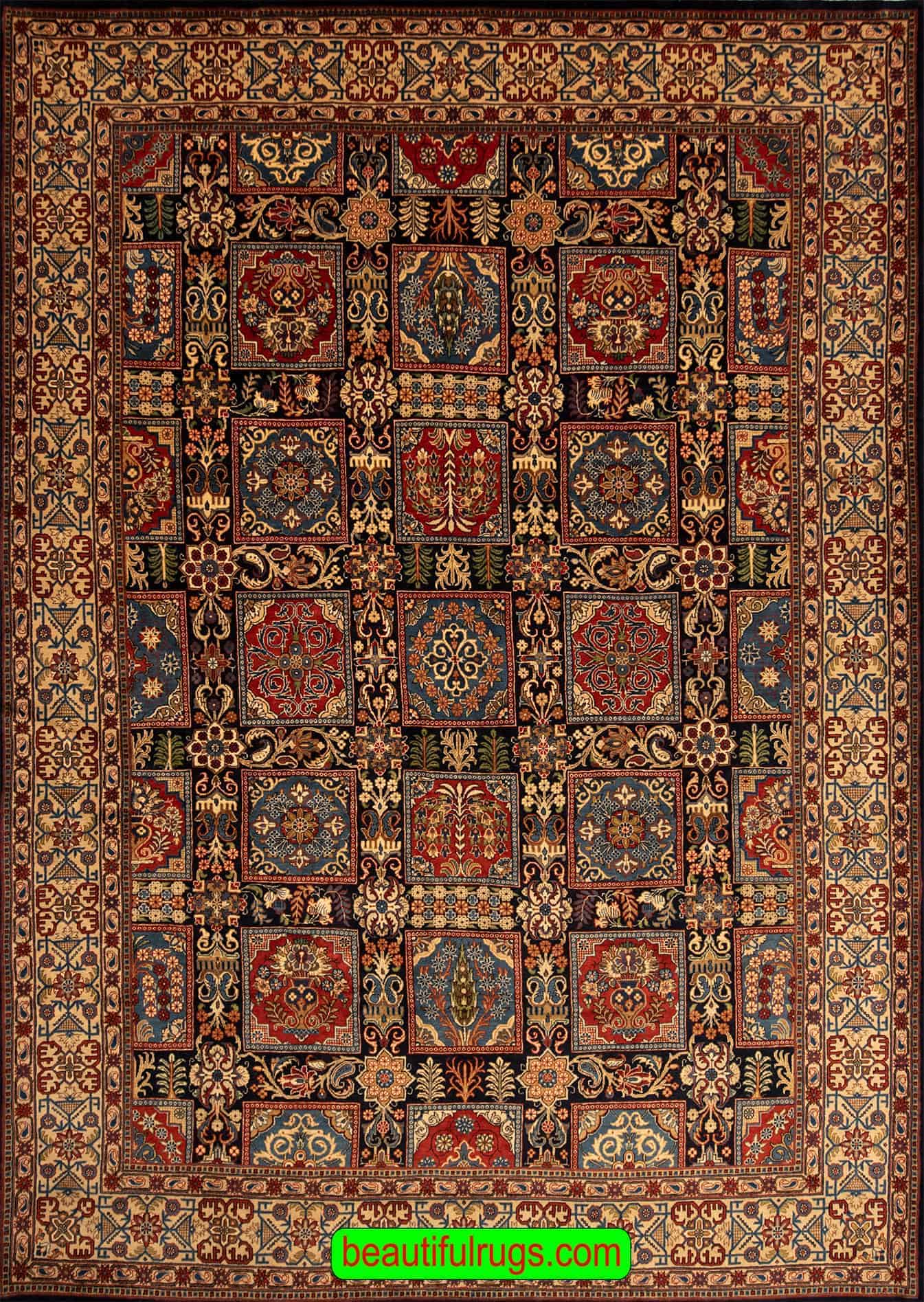 2588- Four Season Design Rug, Hand Woven Persian Sarouk Rug, Old Rug. Size 8.5x12.