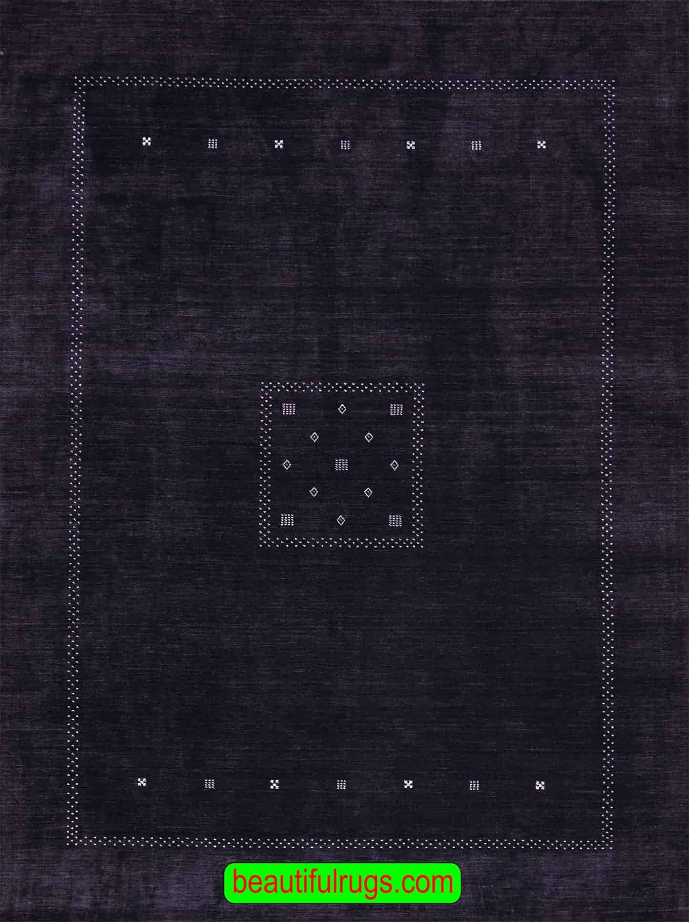 7046- Black Color Rug, 9x12 Wool Gabbeh Rug
