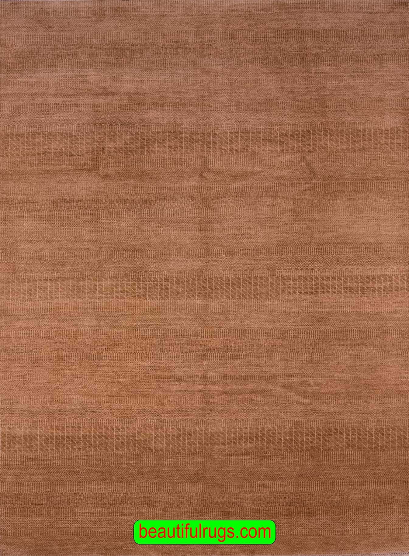 Brown Color Rug, Contemporary Striped Rug, size 6.2x8.10