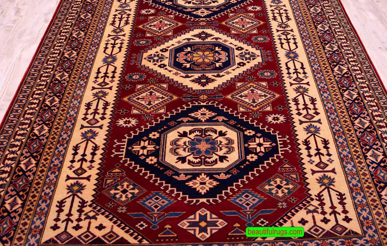 7362- Kazak Rug, Caucasian Rugs, Southwestern Design Rug. Size 6.3 x 9.9