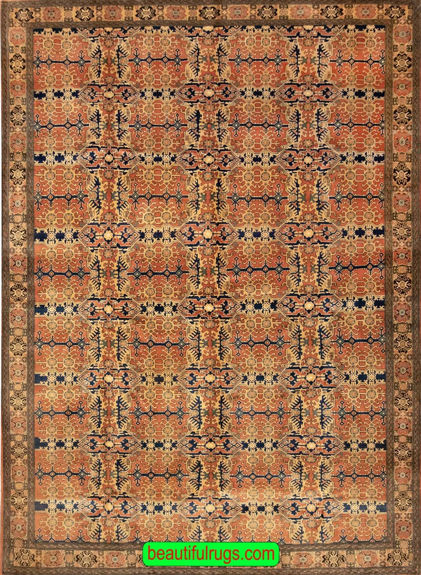 2291- Old and Unique Persian Turkmen Rugs with Rust Color. size 8x11.2.
