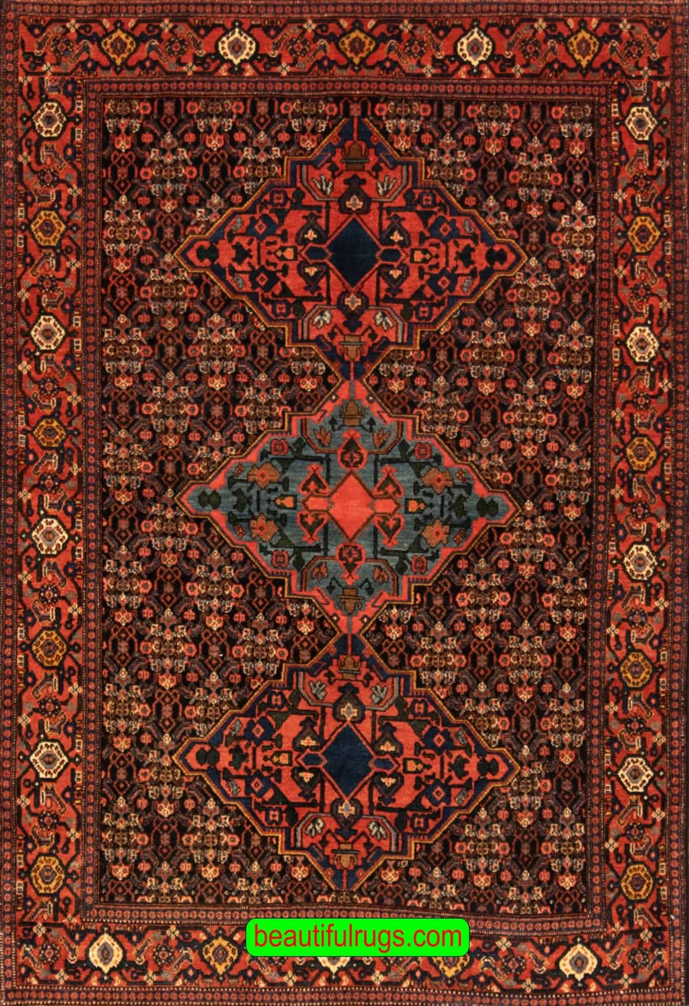 2724- Persian rug antique. Beautiful geometric style antique handmade Persian Senneh rug in perfect condition. Size 4.7x6.5.