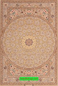Persian Isfahan Dome Design, Beige Color. Size 3.9x5.6.