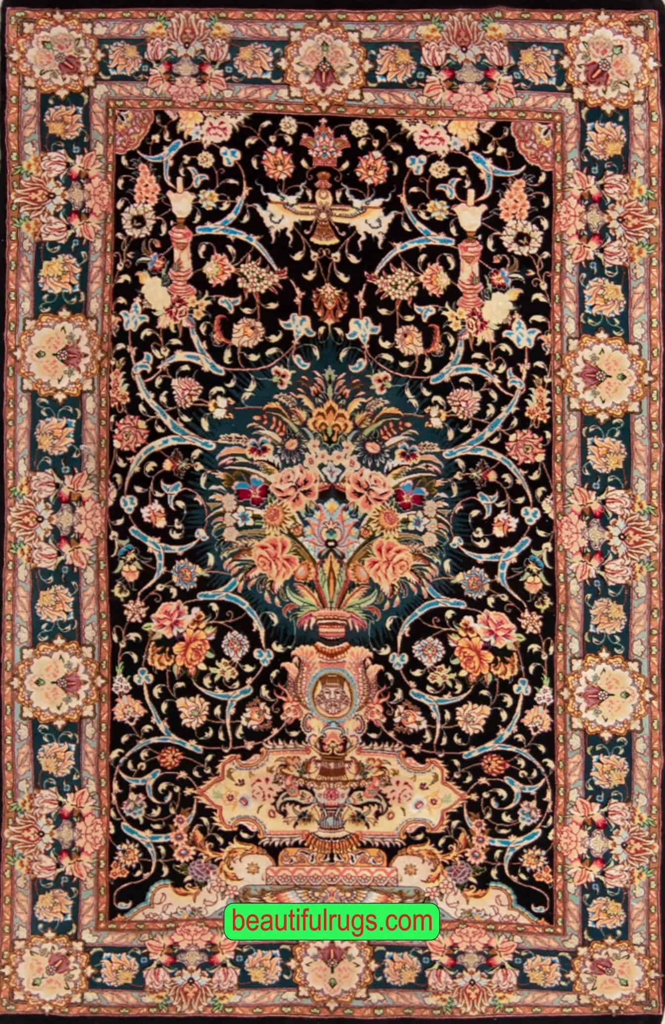 2430- Persian rug, handmade Persian Tabriz rug made from kork Wool and silk. Size 4x6.3.