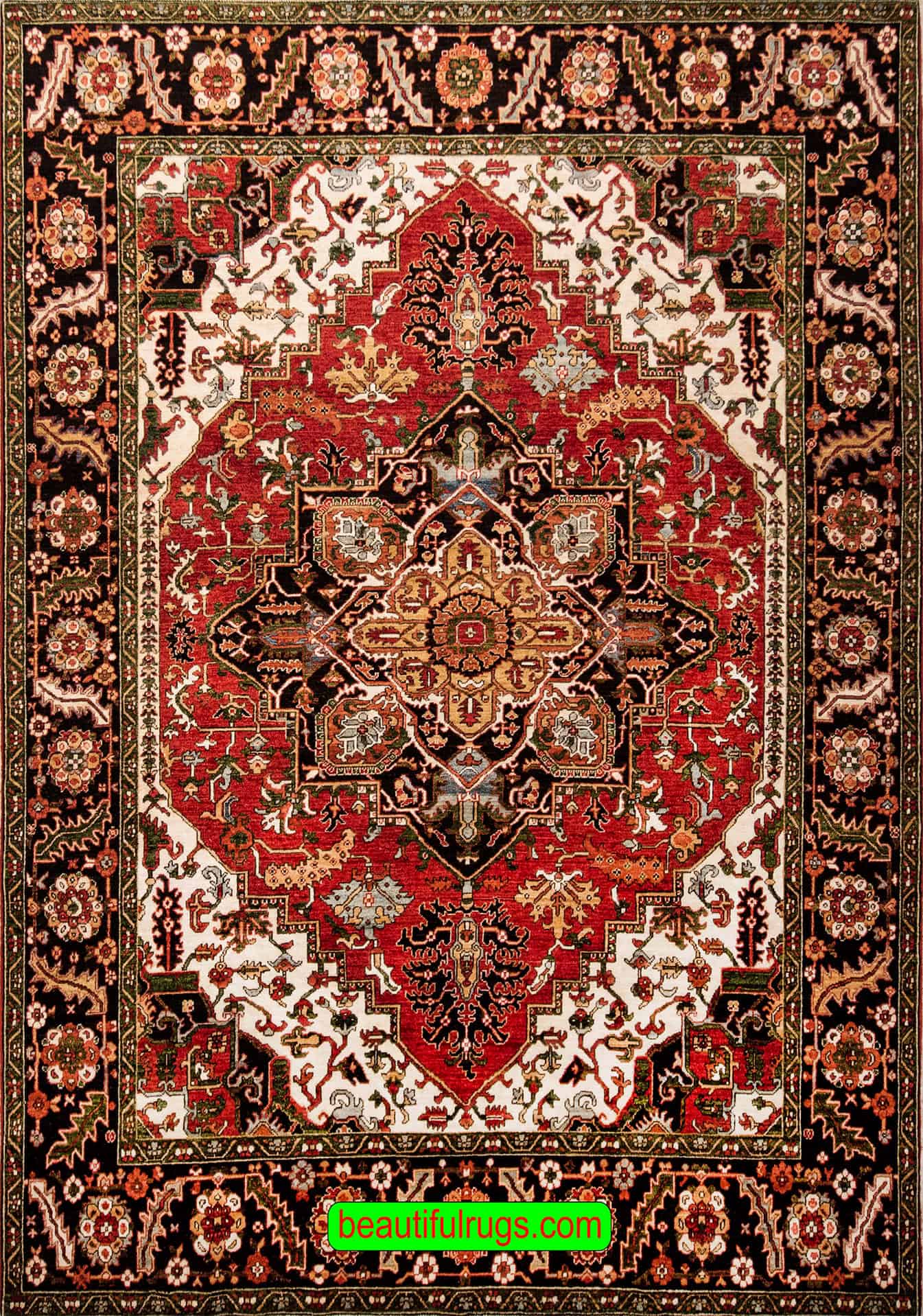 7206- 8x10 wool rug, handmade oriental rug, Persian Heriz style rug in terracotta color crafted in Pakistan