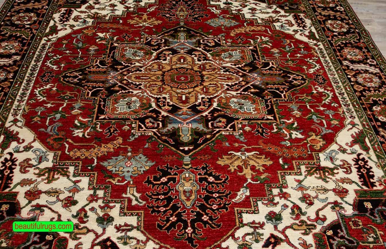7206- 8x10 wool rug, handmade oriental rug, Persian Heriz style rug in terracotta color crafted in Pakistan