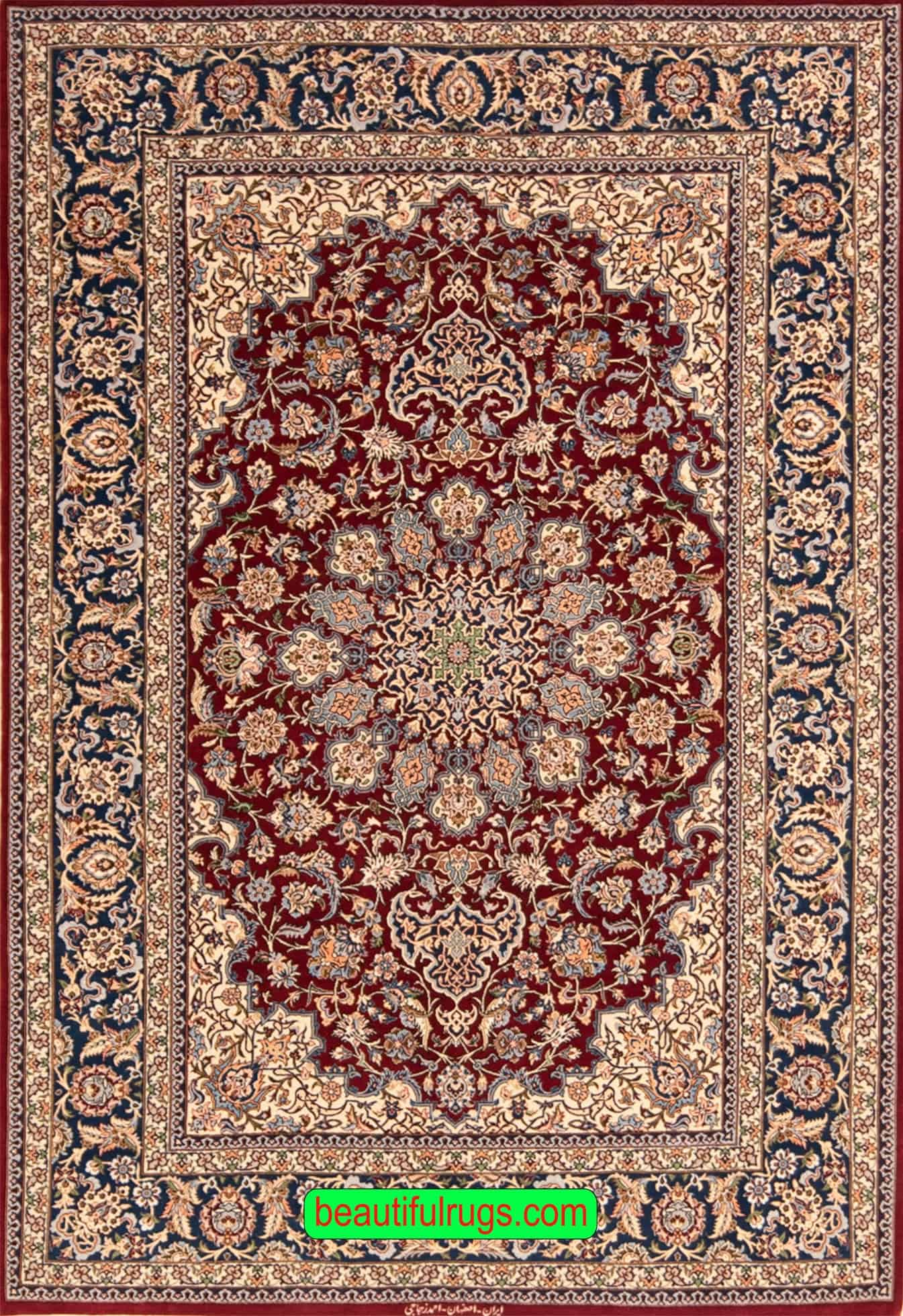 Fine quality handmade Persian Isfahan rug made from kork wool and silk. Size 4.10x7.