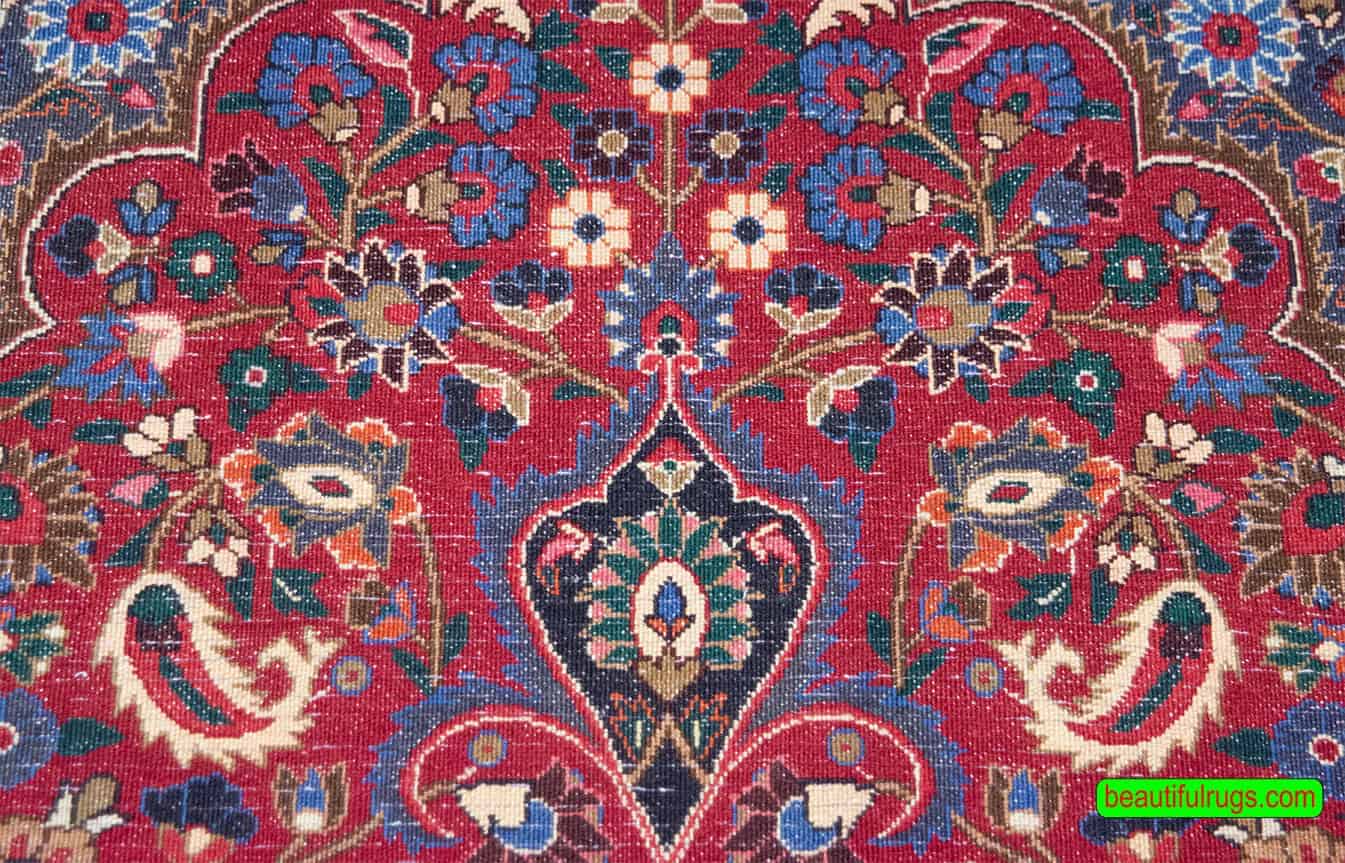 2547- Hand knotted Persian Mood area rug. Size 6.6x9.9. Backside image. 