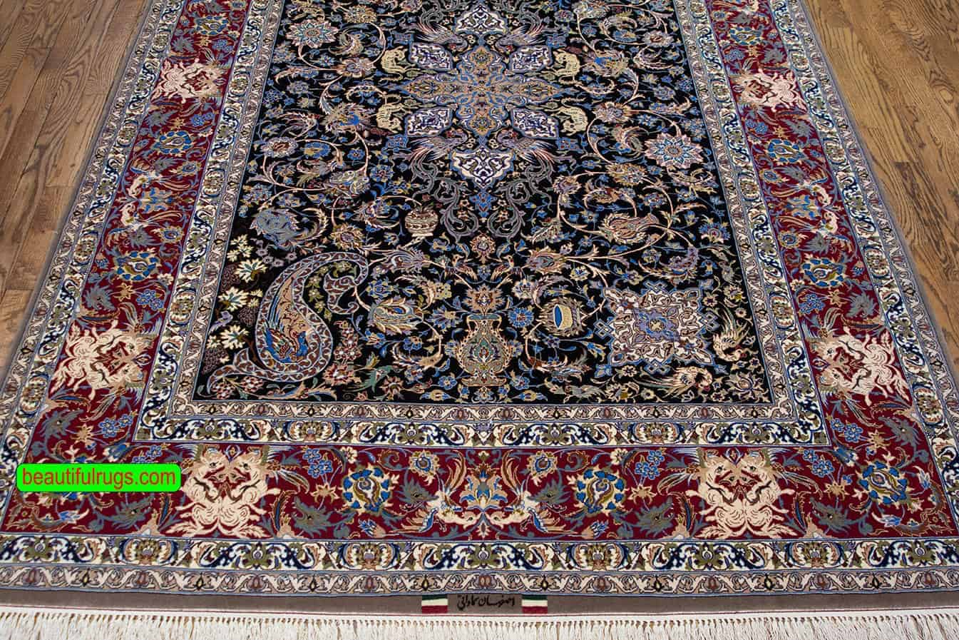 2747- Highly intricate handmade Persian Isfahan rug, made of fine kork wool and silk. Size 5.4x8.3. 