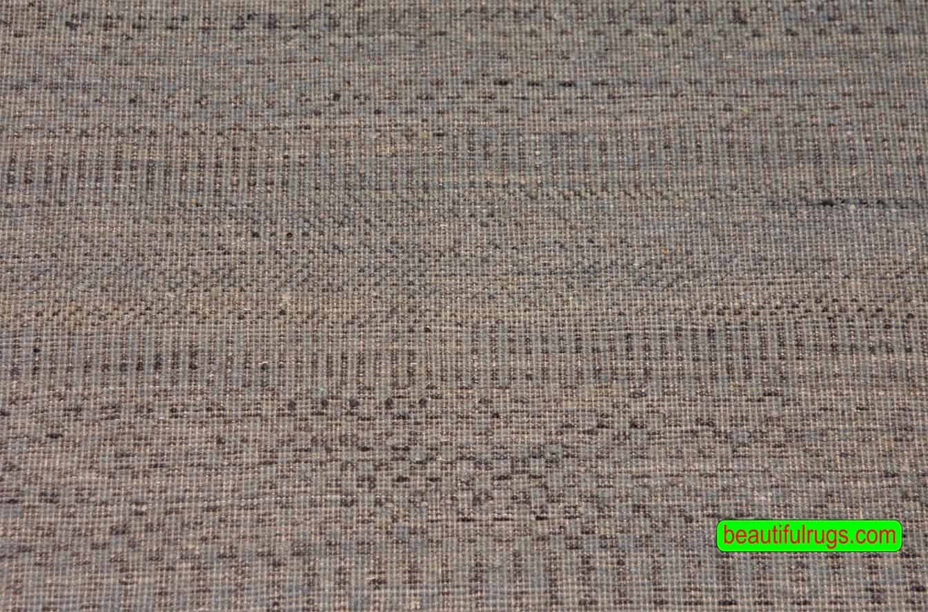 Hand knotted contemporary rug in blue color with stripes. Size 9.2x12.