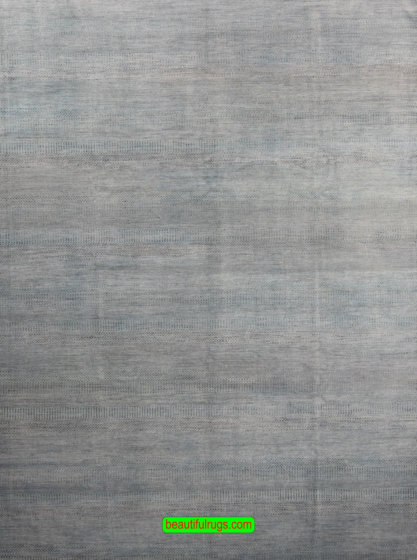 Hand knotted contemporary rug in blue color with stripes. Size 9.2x12.