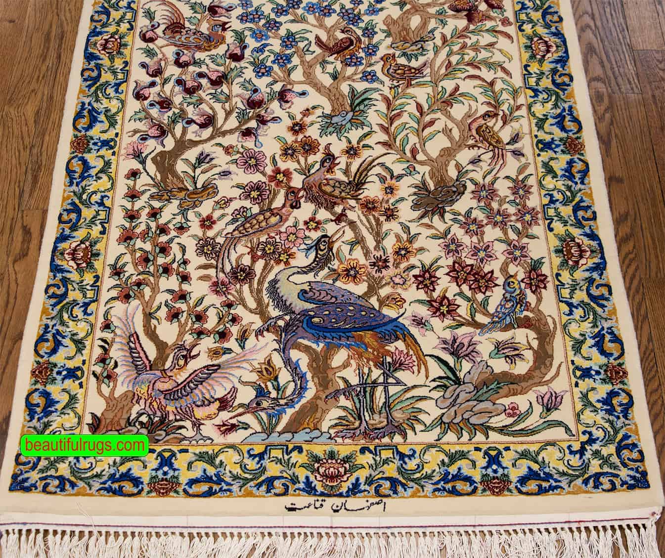 2515- Handmade Persian Isfahan tree of life carpet made of wool and silk. Size 2.8x4.8. 