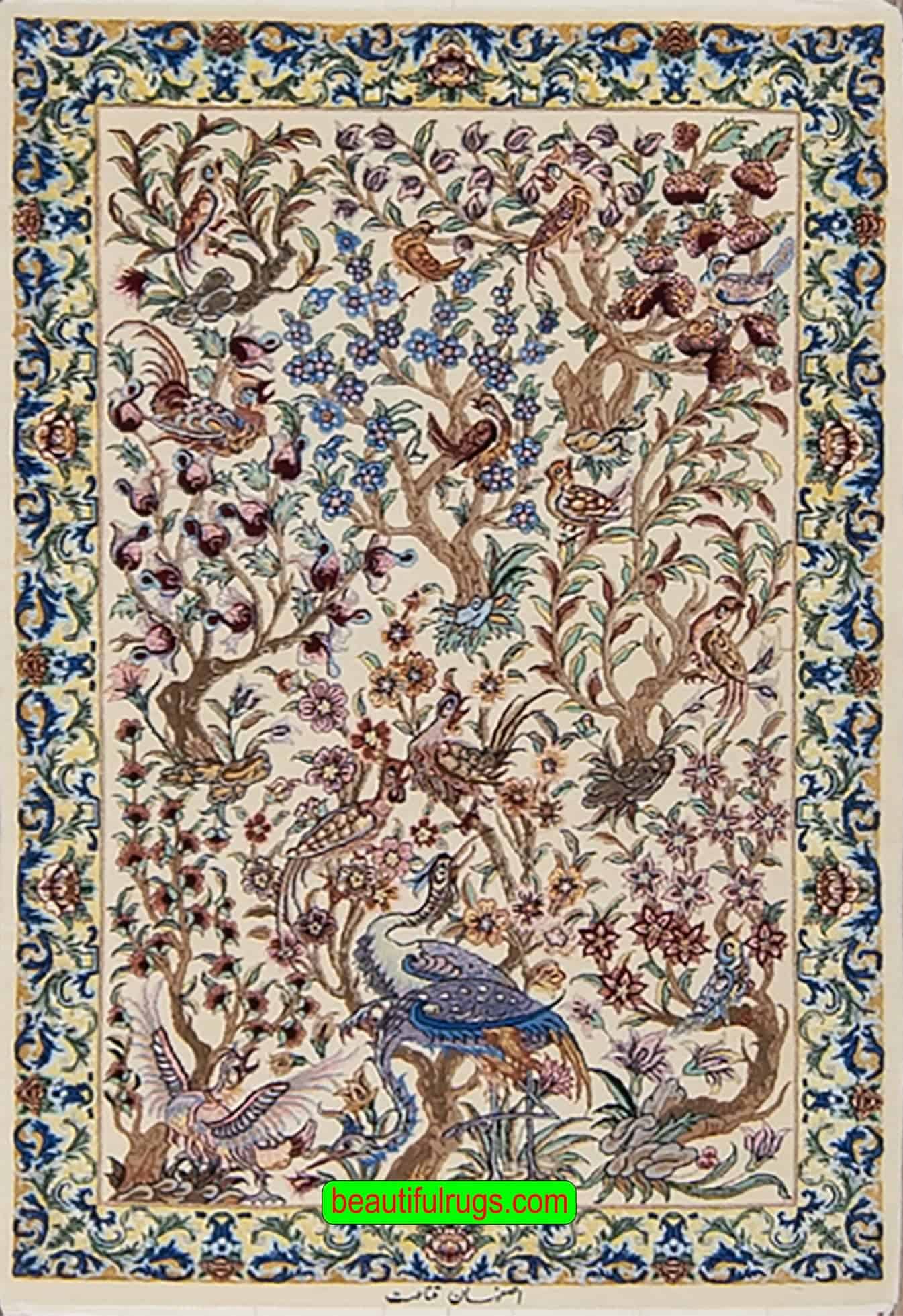 2515- Handmade Persian Isfahan tree of life carpet made of wool and silk. Size 2.8x4.8. 