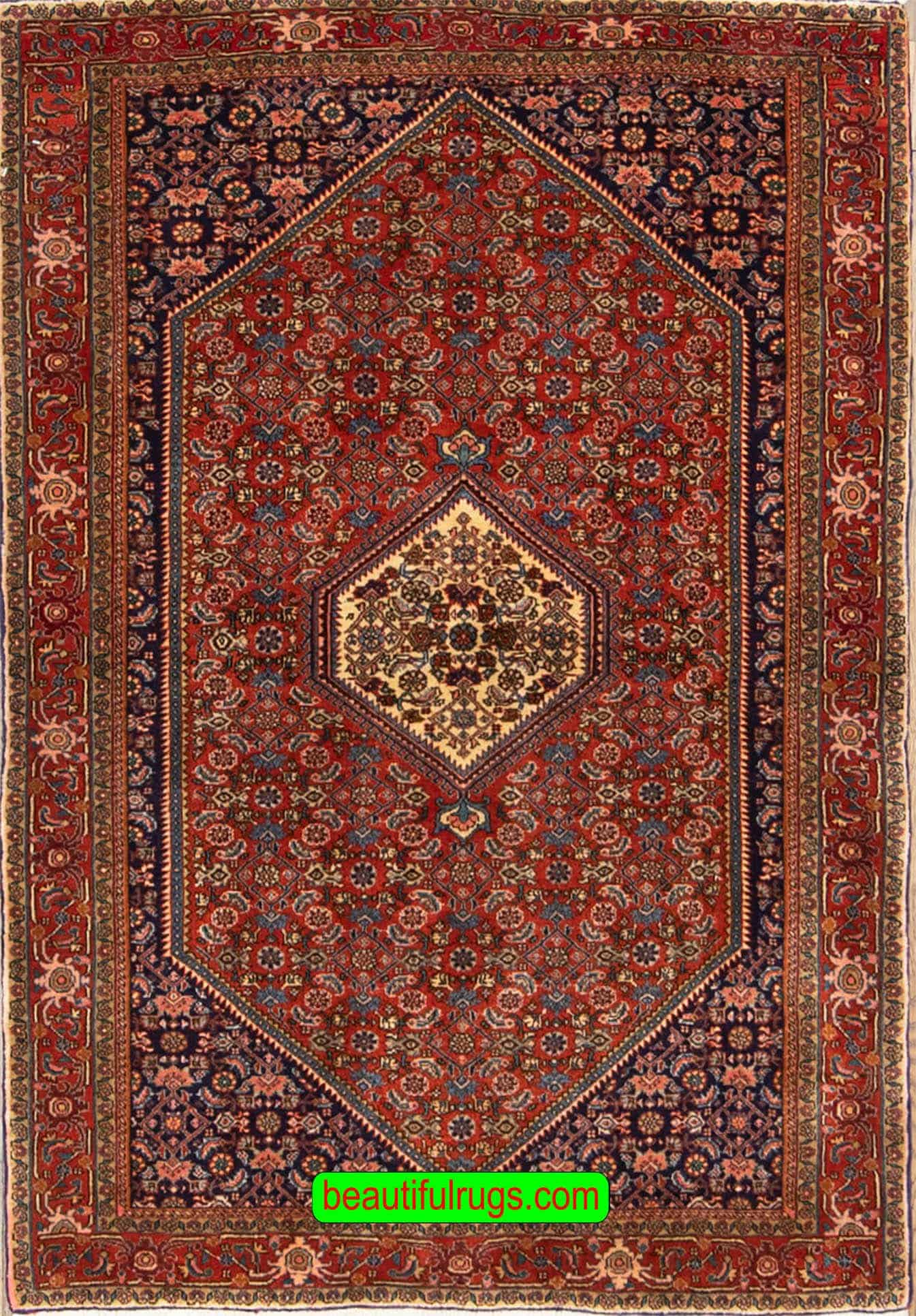 2326- Orange area rug, thick hand knotted Persian Bijar wool rug for heavy traffic areas. Size 3.10x5.6.