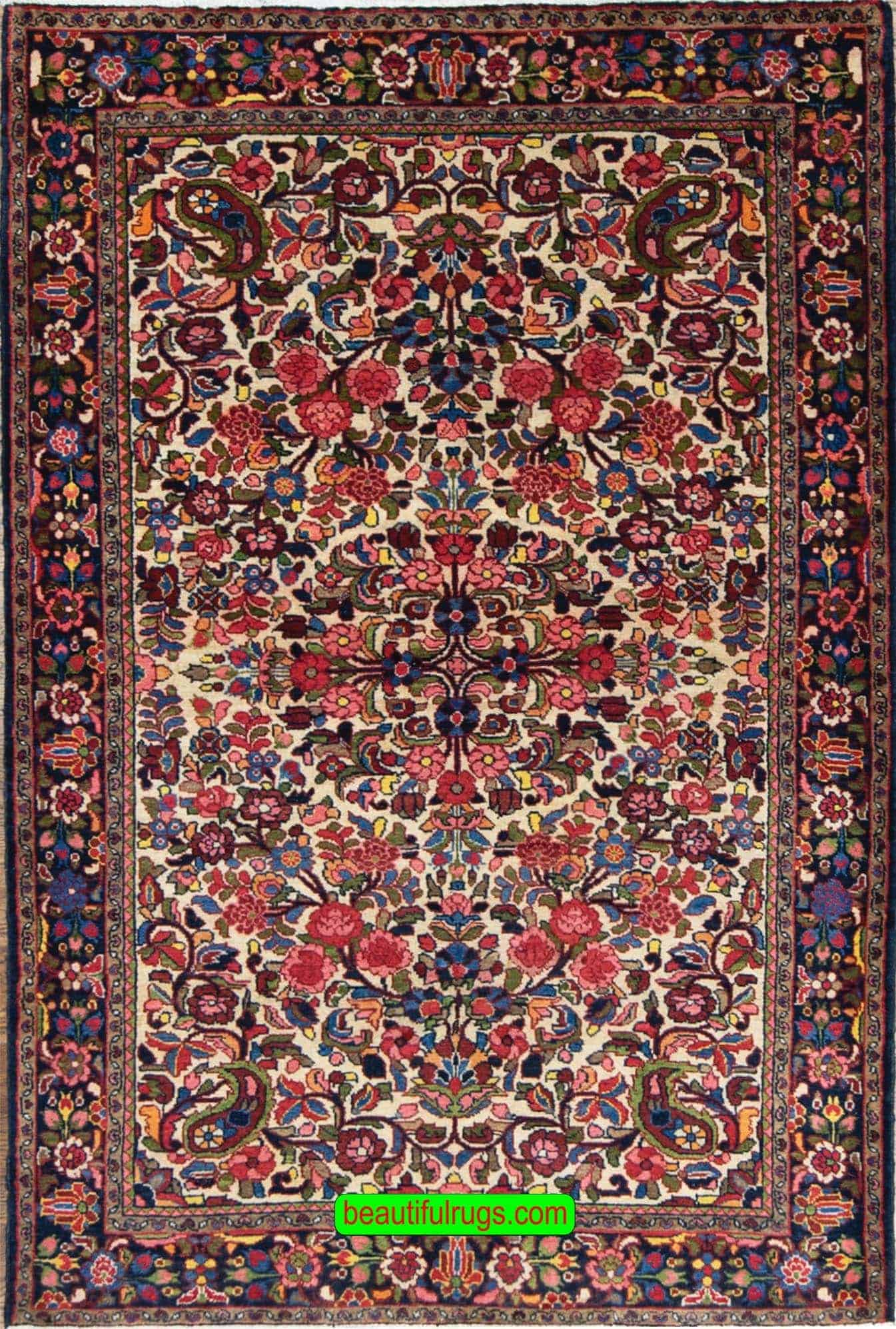 2354- Colorful rugs, handmade Persian Borchalo wool floral rug. Size 4.8x7. 