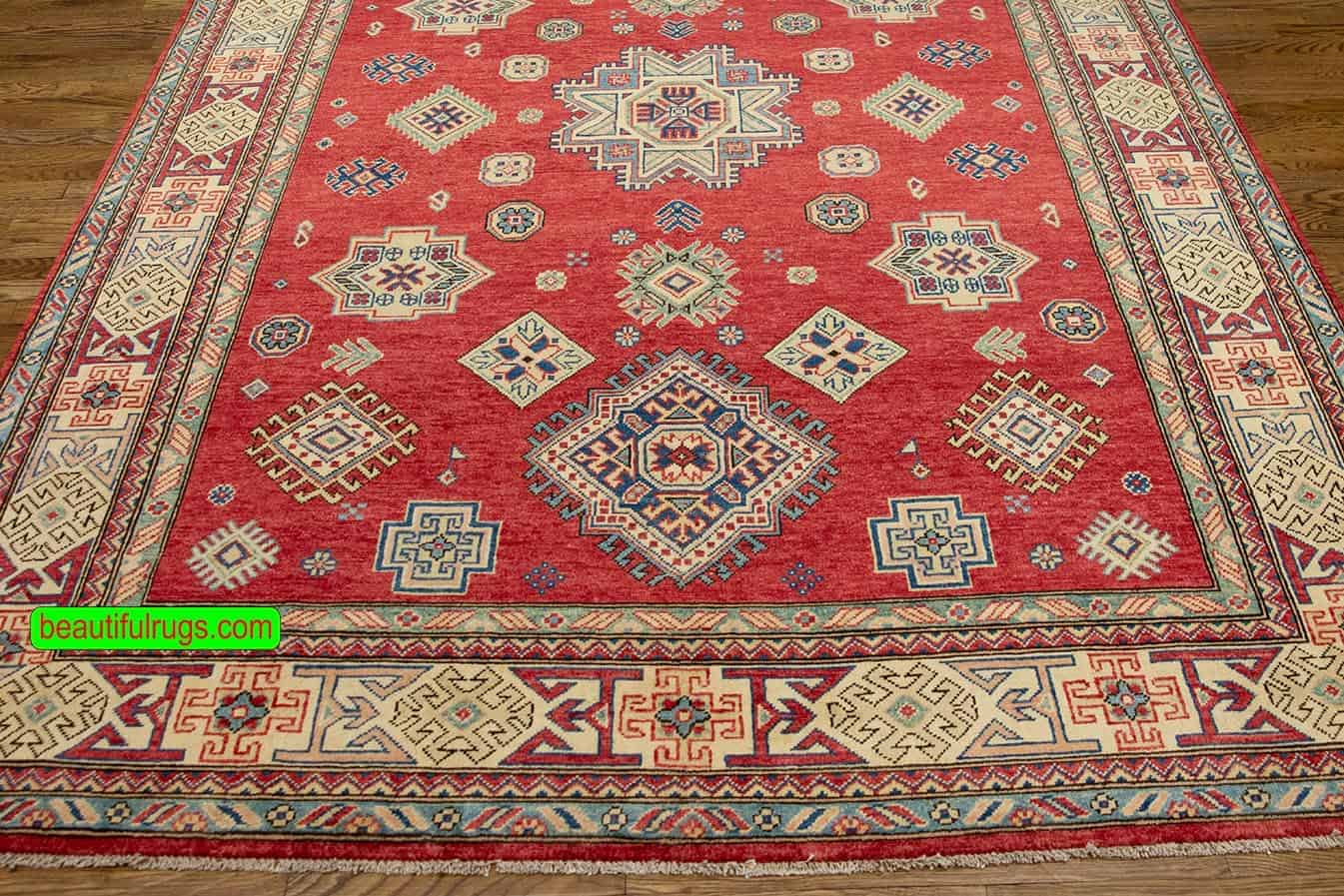 3161- Handmade oriental rug, geometric wool rug made in Pakistan. Size 6.6x9.7  