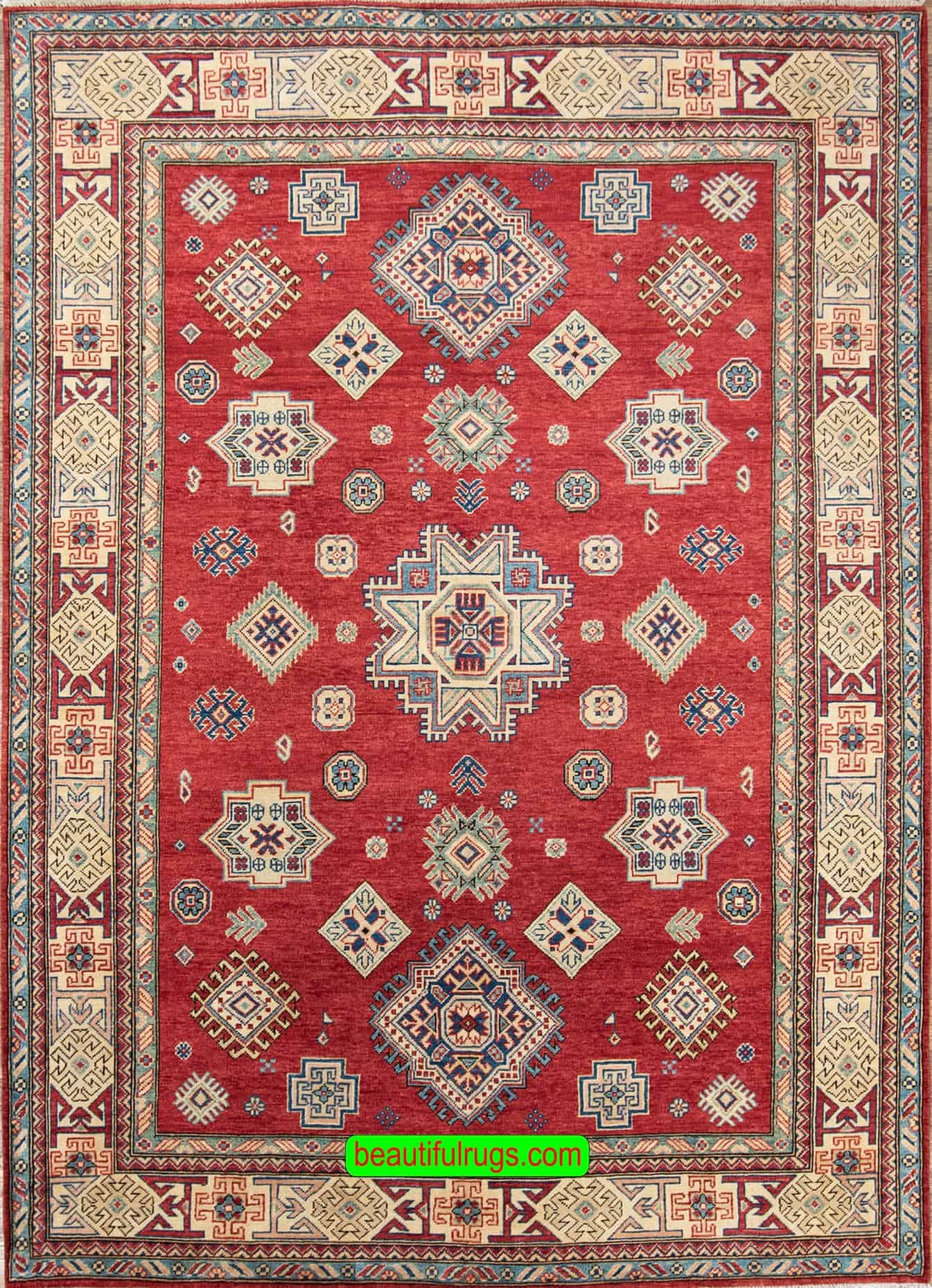 3161- Handmade oriental rug, geometric wool rug made in Pakistan. Size 6.6x9.7  