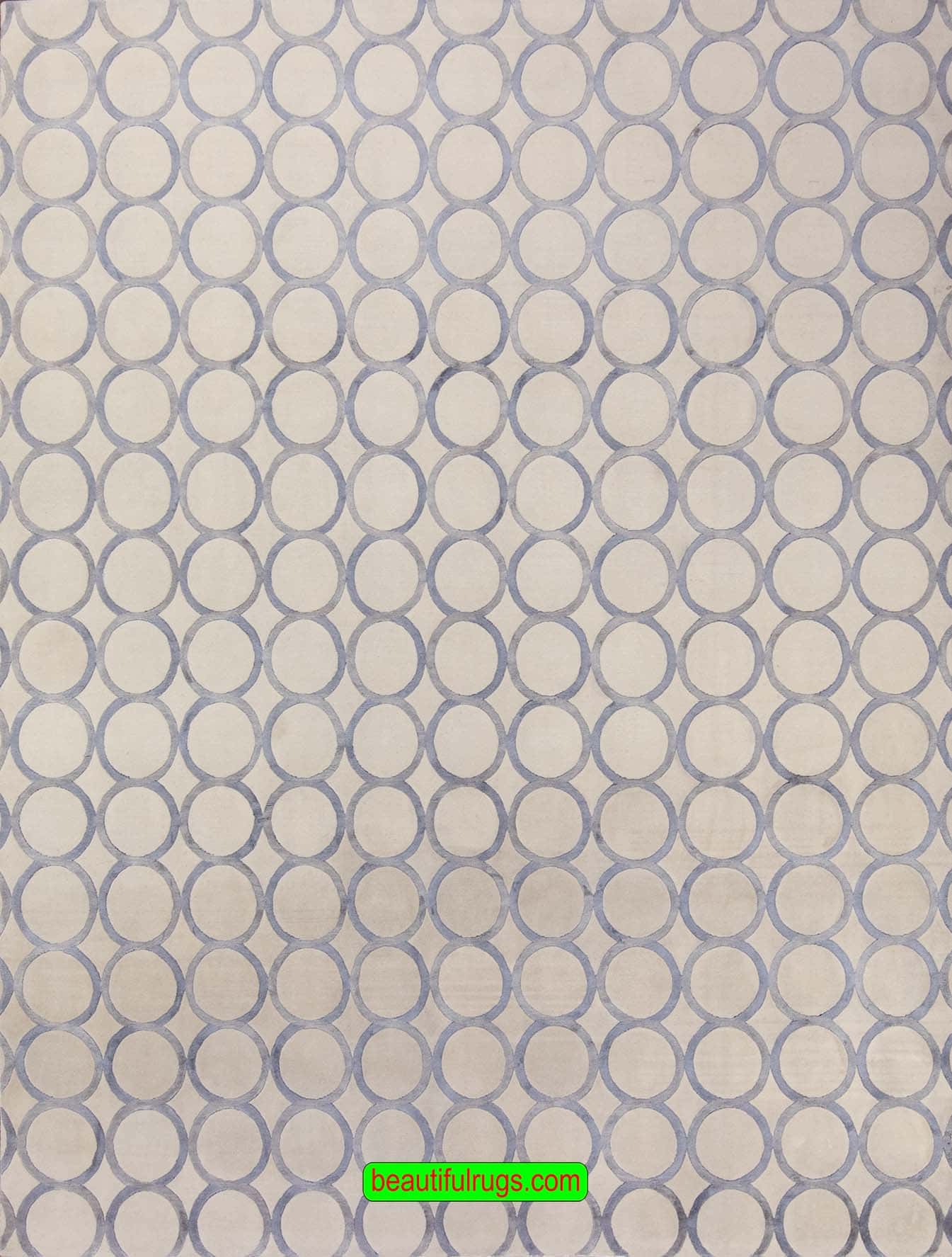 7431- A modern area rug made in white and silver gray colors. Size 8.2x10.1.
