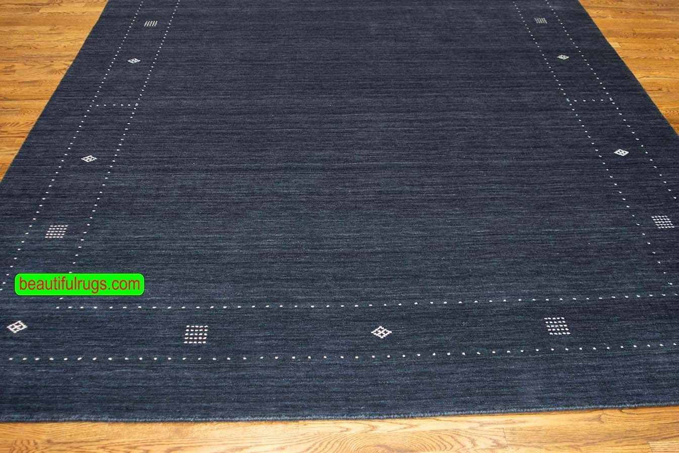 7462- Hand loomed black and white rug made of wool in Gabbeh style. Size 8.2x9.10.