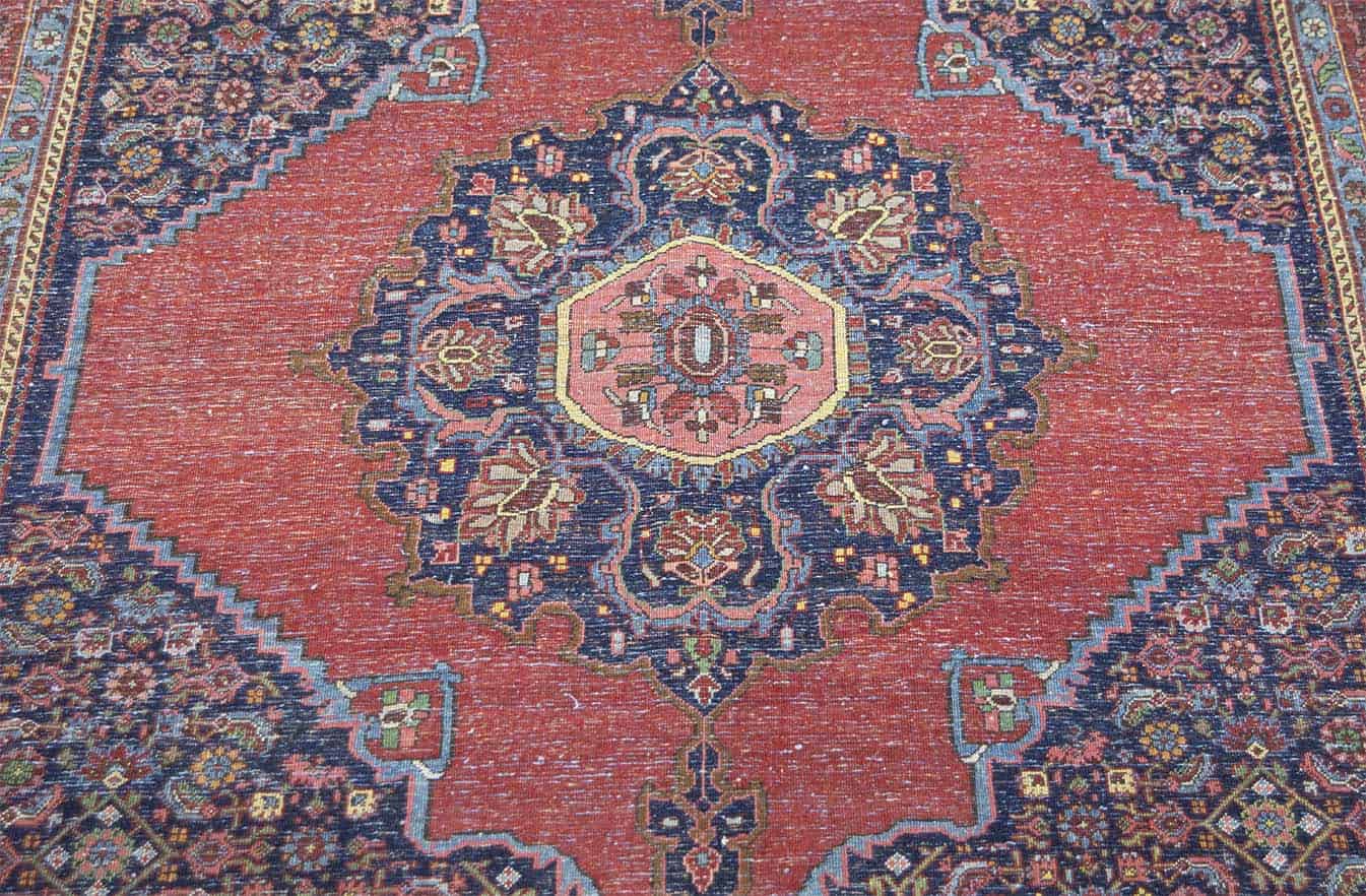 2426- Antique rugs Chicago. Excellent quality handmade antique Persian Senneh wool rug. Size 4.8x7.2. Backside image.