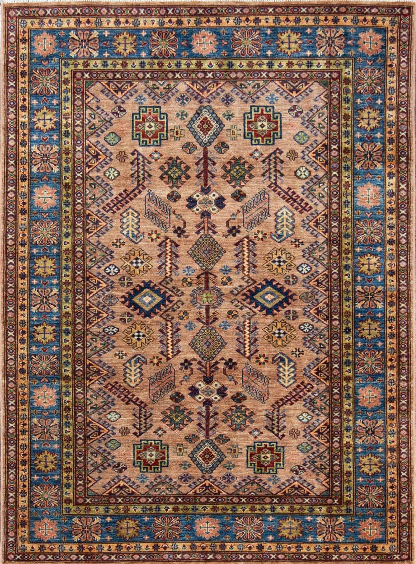 7197- Handmade Super Kazak quality oriental rug made in Pakistan. Size 5.1x7.