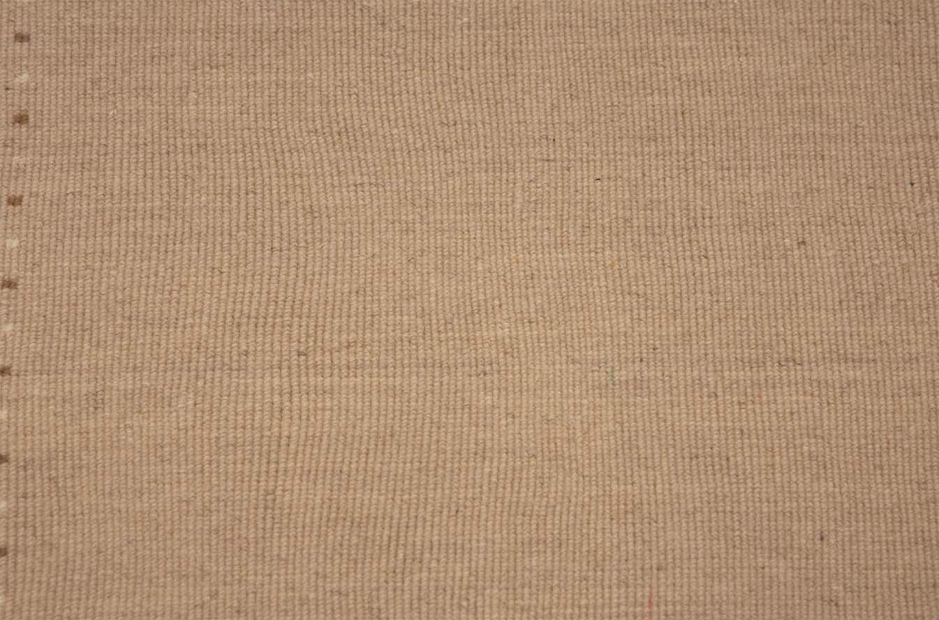 Hand loomed contemporary Gabbeh style wool area rug in beige color. Rug size 3.2x5.