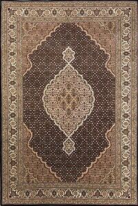 Handmade Indian rugs, black color wool Indian rug with a classic Persian Tabriz design.