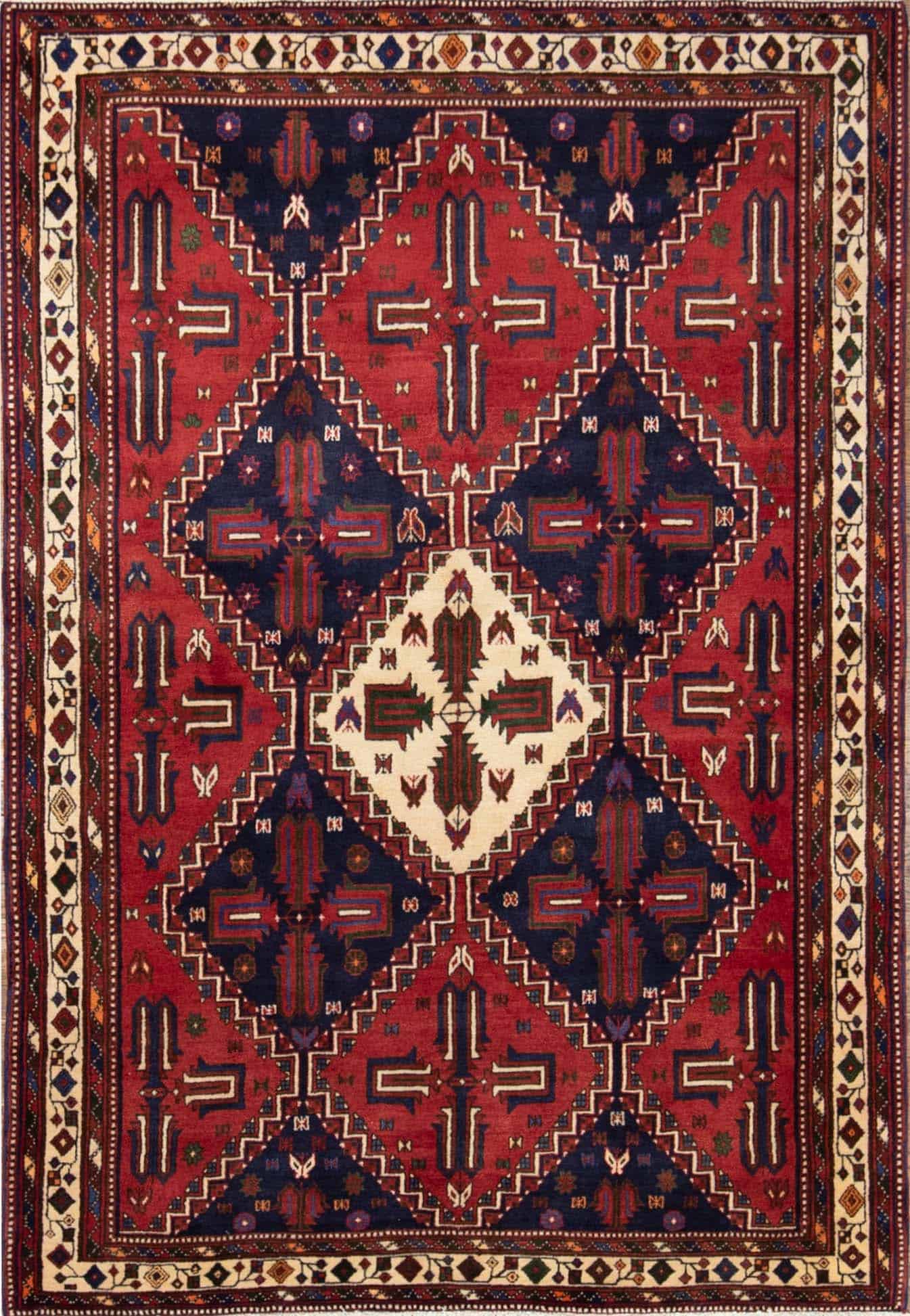 5x7 area rug. Handmade Persian Shiraz wool area rug for bedroom. Size 5x7.3.