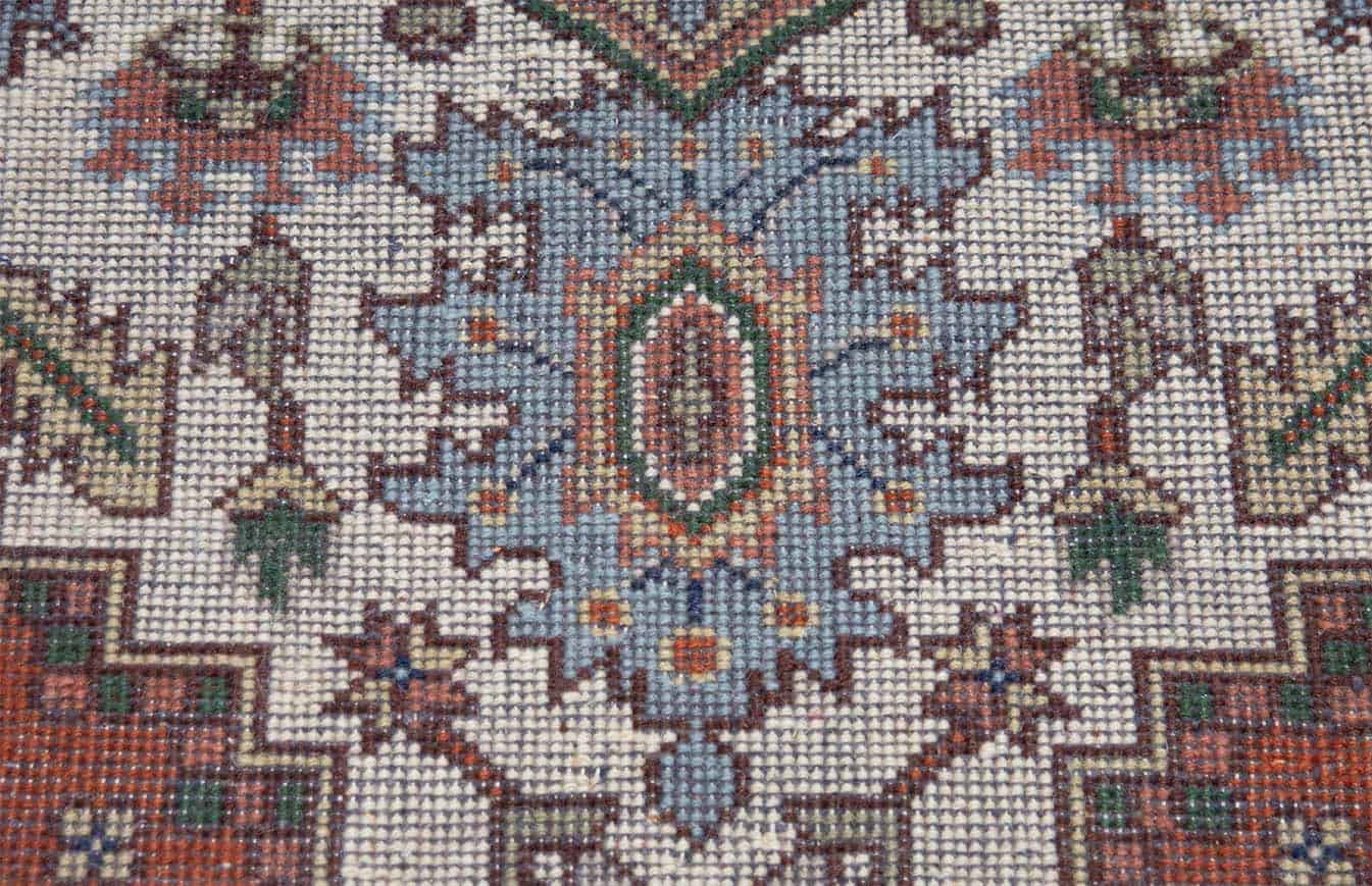 Affordable rugs by Beautiful Rugs Chicago, handmade wool rug in beige and rust colors made in India. Size 5.10x9.3.