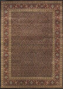 9x12 area rugs. Handmade wool oriental area rug in navy blue and rust color.