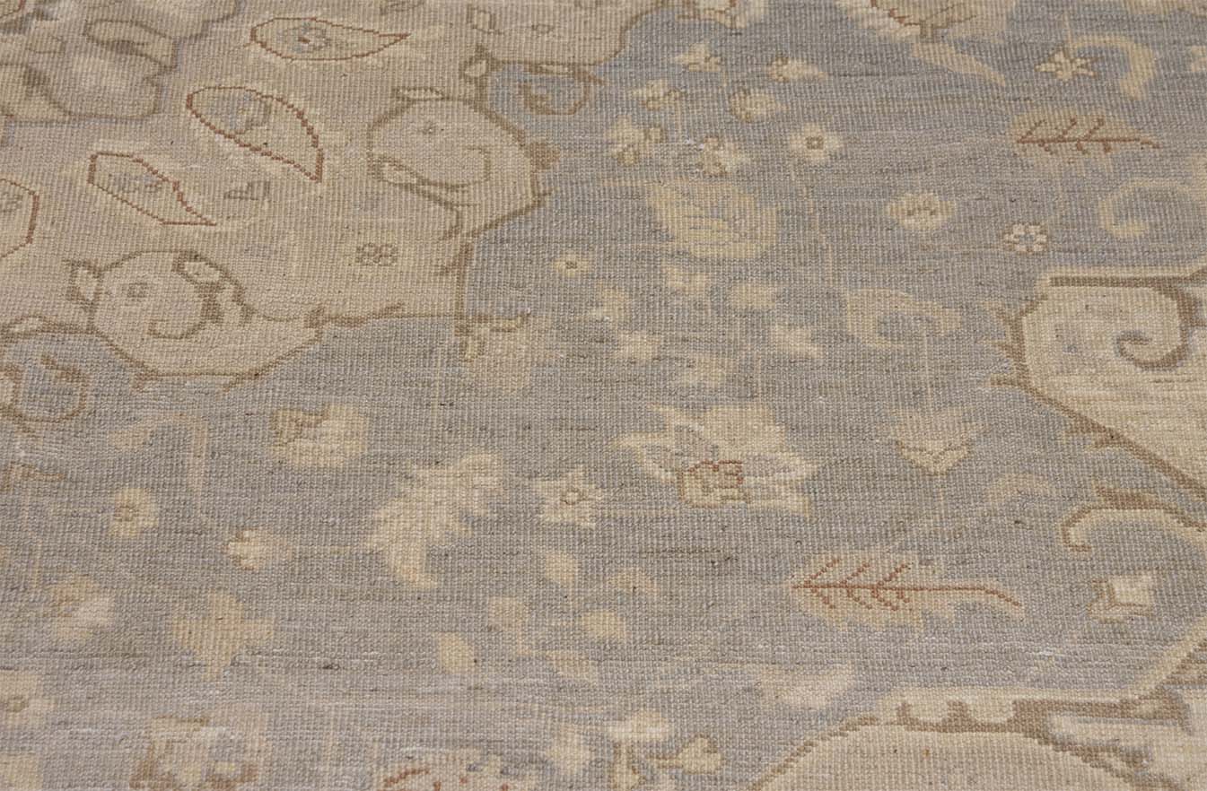 7426- Turkish rug style, handmade Oushak style oriental rug in vintage look. Rus size 8.4x10. Backside image.