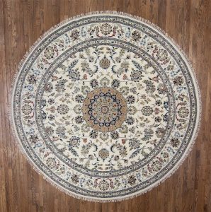 Round rugs for living. Beautiful handmade Persian Nain style round rug made in India. 