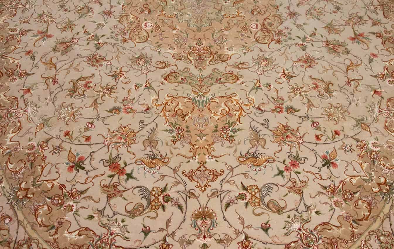 3227- A gorgeous large size handmade Persian Tabriz oval rug made of wool and silk masterfully color coordinated. Size 8.5x11.10.  