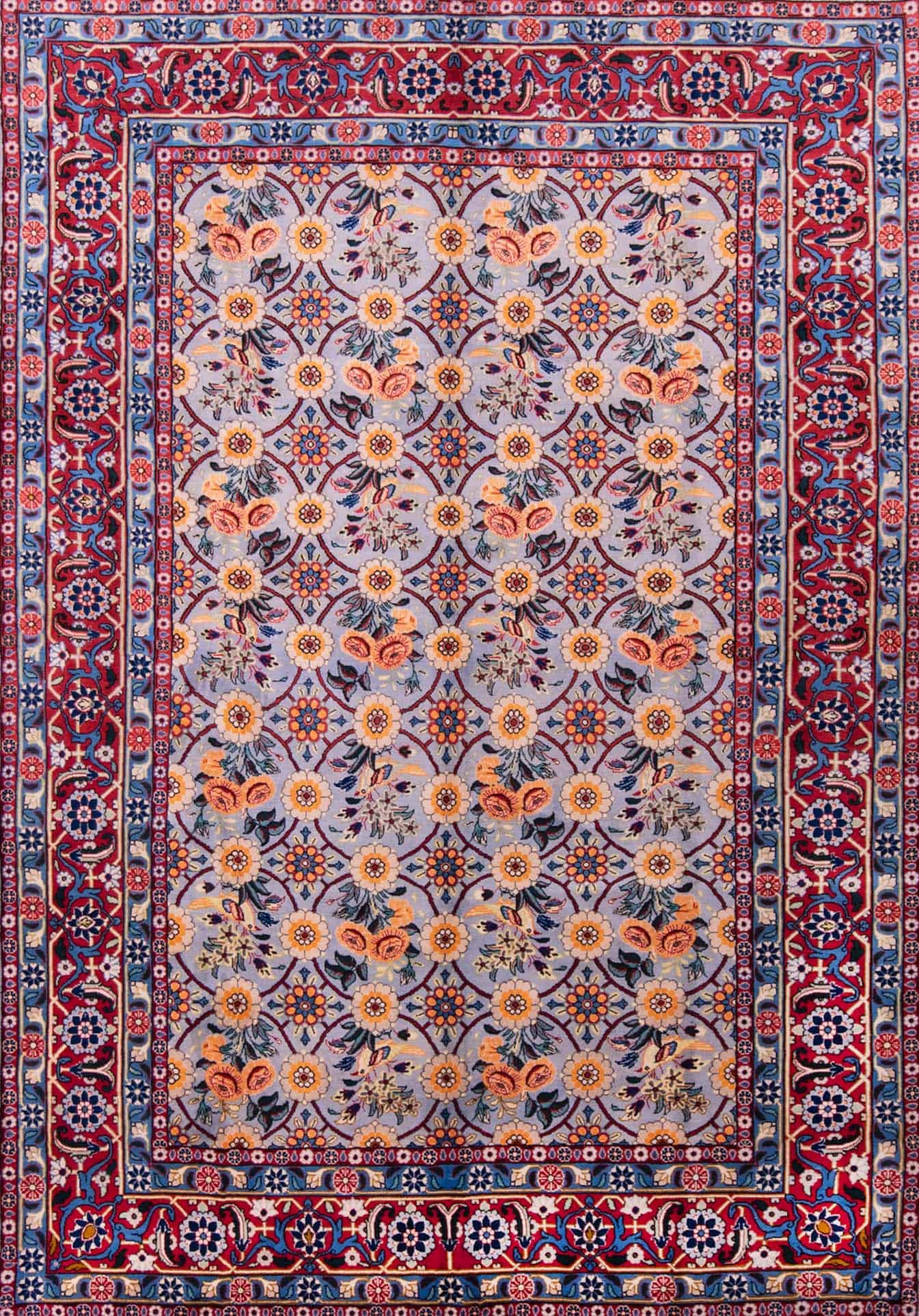 2216- Handmade Persian Veramin Rug, Garden design Persian rug. Size 6.8x9.6.