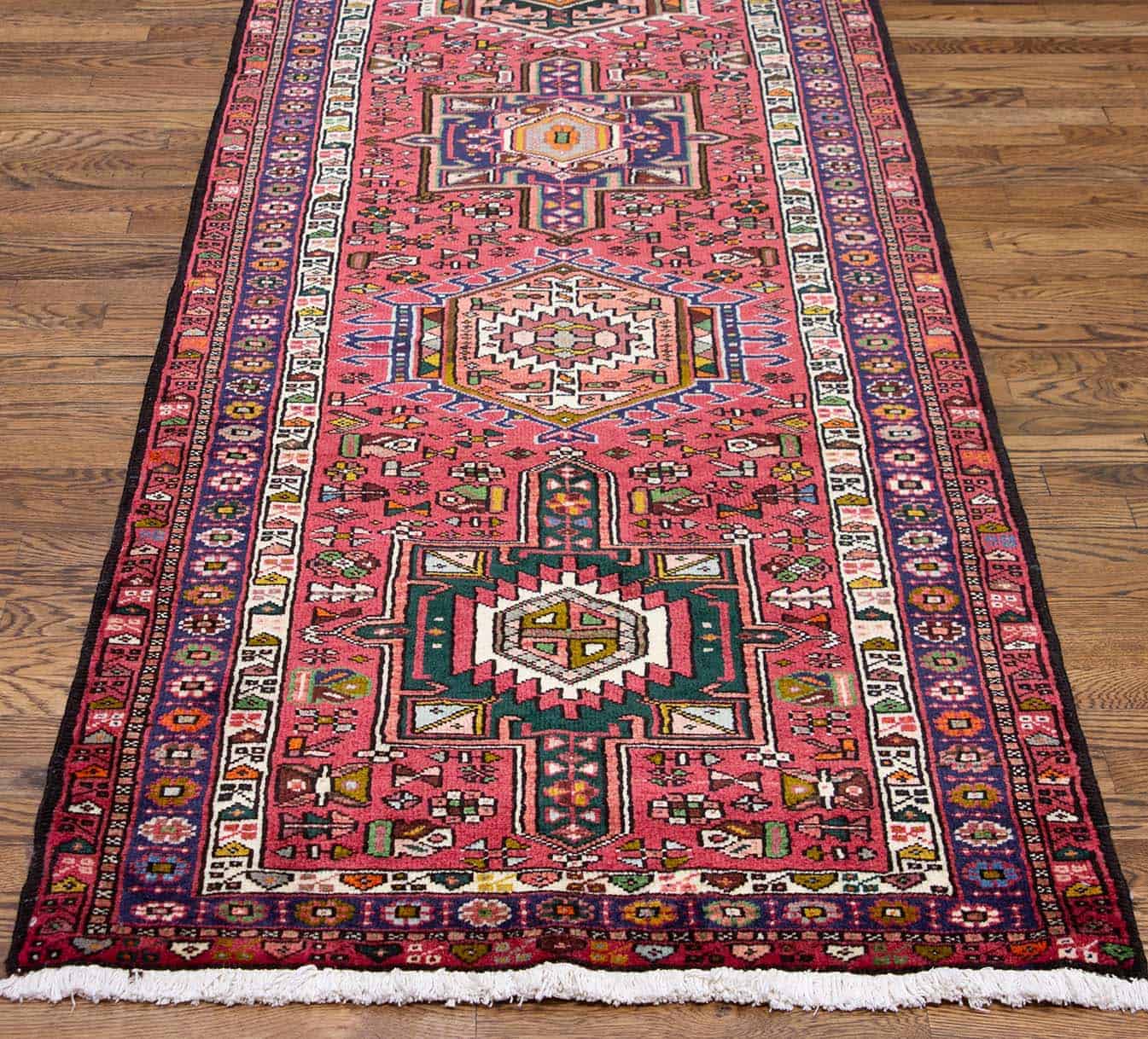 2251- Long and wide hallway runner rug. Handmade Persian Karajeh runner made of 100% wool. Runner size is 3.5x13.