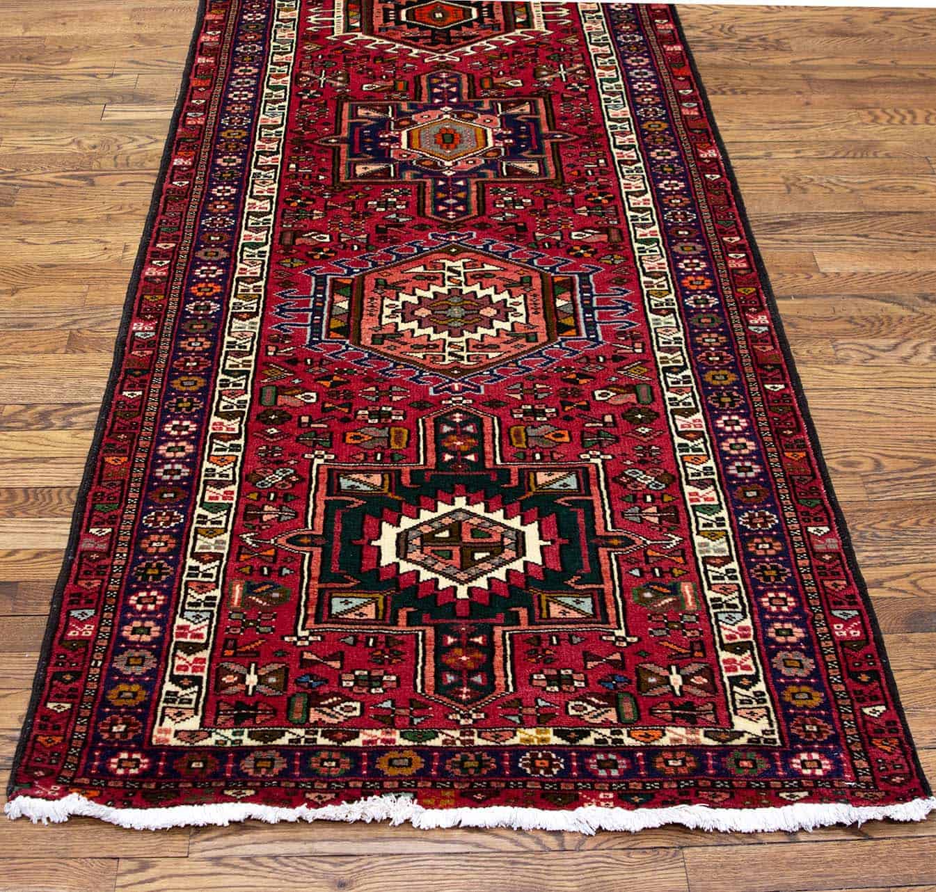 2251- Long and wide hallway runner rug. Handmade Persian Karajeh runner made of 100% wool. Runner size is 3.5x13.