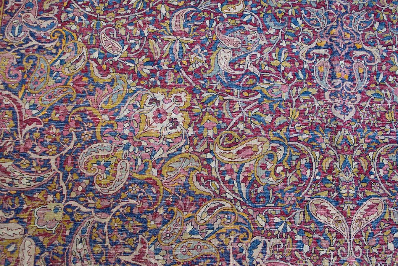 2766- Antique Rug, Antique Persian Yazd Rug, Handmade Traditional Rug. Size 10.3x15.  Backside image.