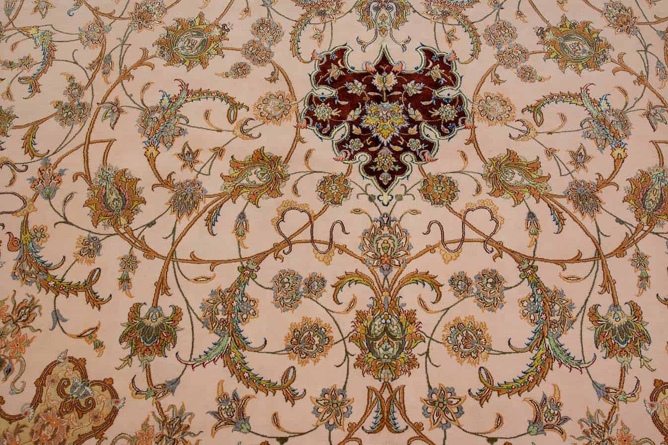 1165- Luxury Fine Persian Rug. A magnificent hand knotted large size authentic Persian Isfahan rug made of kork wool and silk with gorgeous color combination. Size 11.9x17.